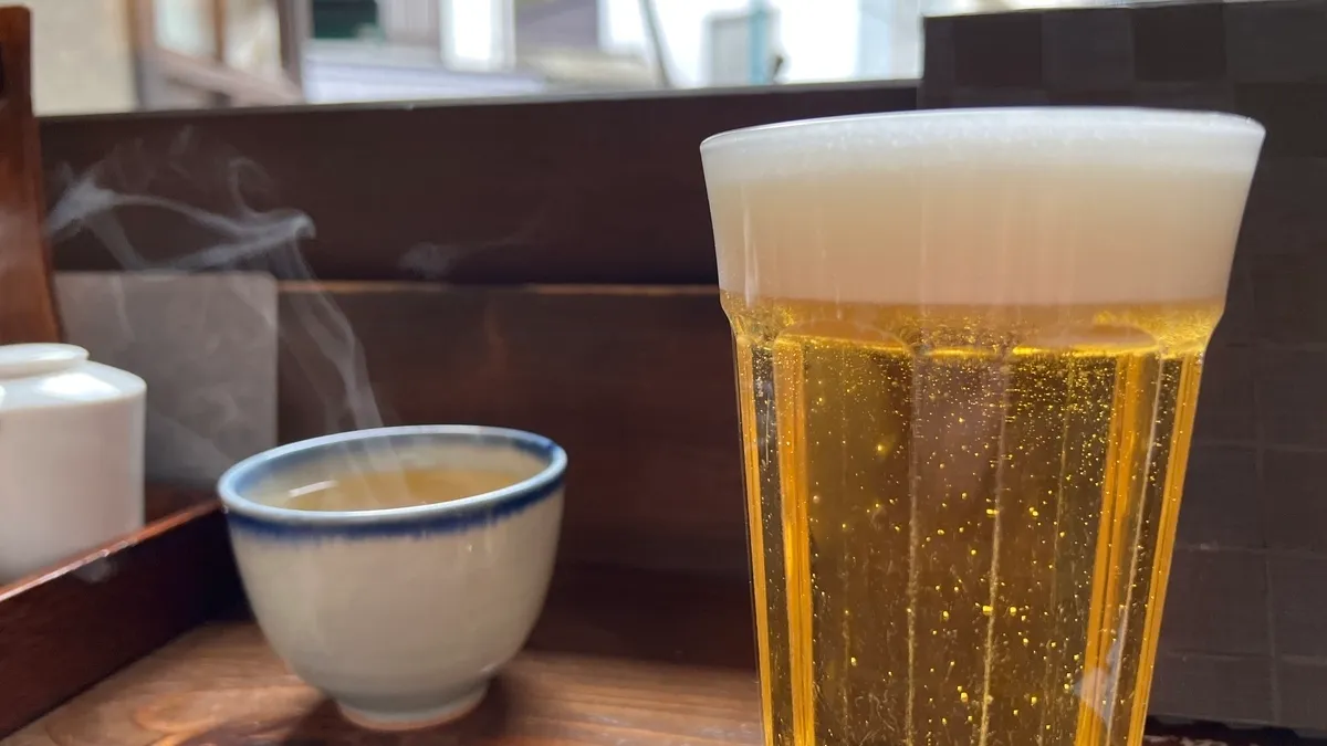 ビールとお茶