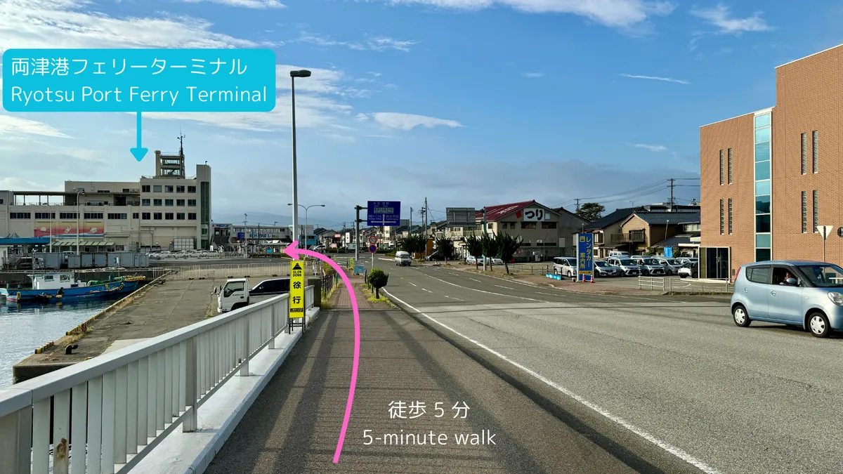 道の駅から道の駅とフェリーターミナルまでの徒歩経路