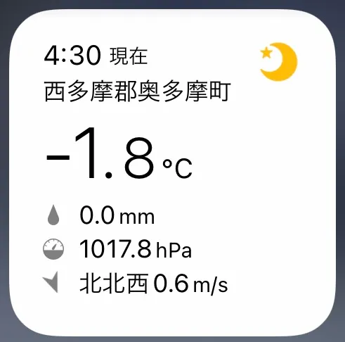 -1.8℃を示す天気アプリ